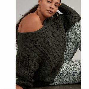 NWT cable knit off the shoulder sweater